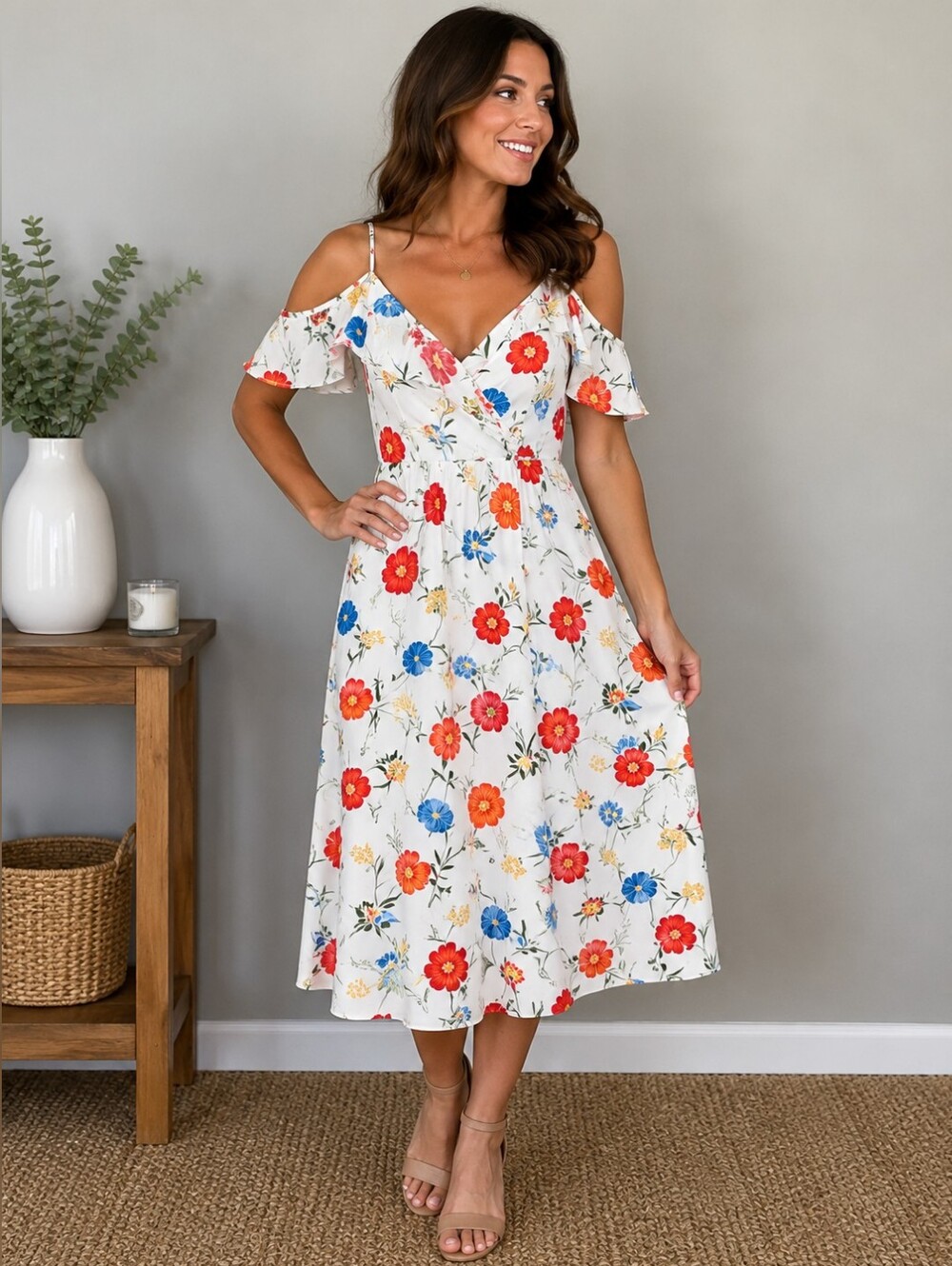 Midi Floral Dress - Picture 1 of 8